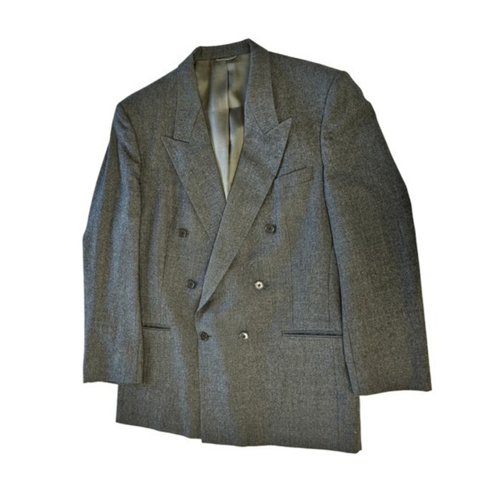 Christian Dior Monsieur Double Breasted Wool Blazer Mens Size 40 Gray‎ Jacket JS
